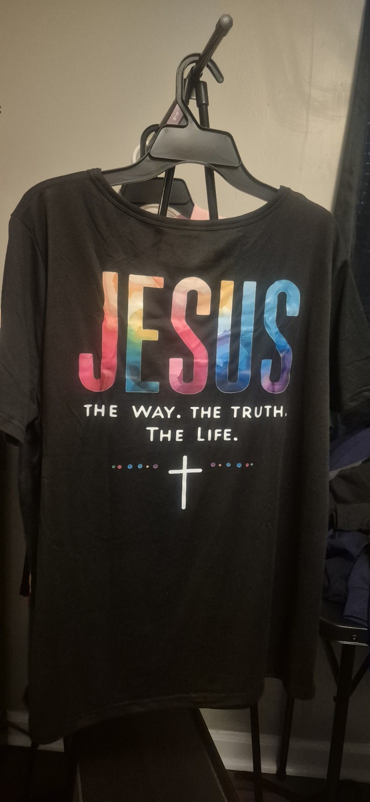 Black Jesus Graphic Print T-Shirt “The Way The Truth The Life” Crew Neck XL