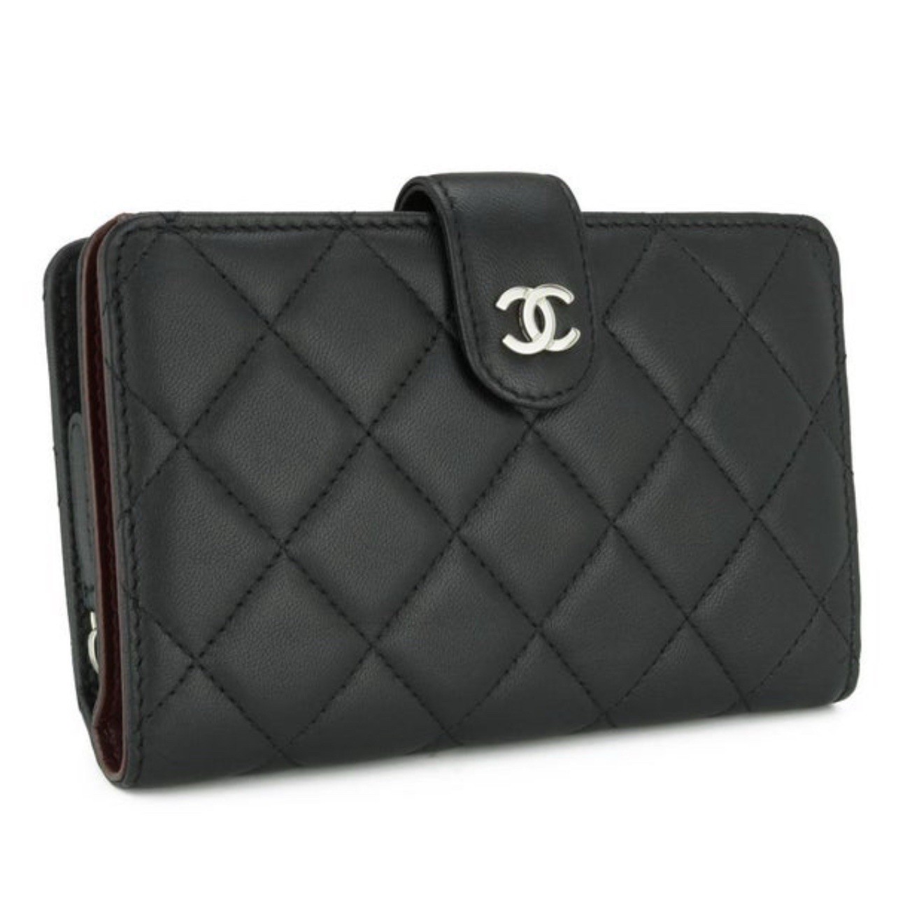Chanel Bifold Matelasse Wallet~ Soft Black Lambskin~Silver~Box/ID Card
