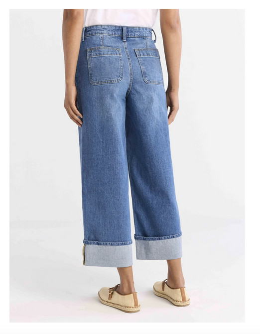 Free Assembly Womens Cotton High Rise Cuffed Jeans Light Indigo Wash SIZE 16