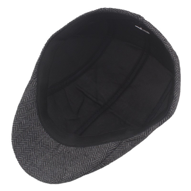 Black Men’s Herringbone Ivy Flat Cap Classic Newsboy Driving Golf Hat Newsboy