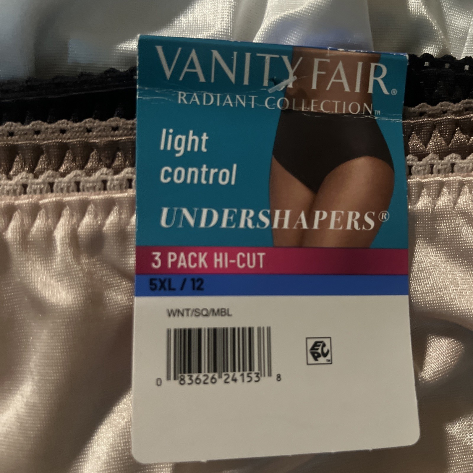 Vanity Fair Undershapers Hi Cut Size 5XL 12 NWT 6 Pack 3448301 WhHBBLK