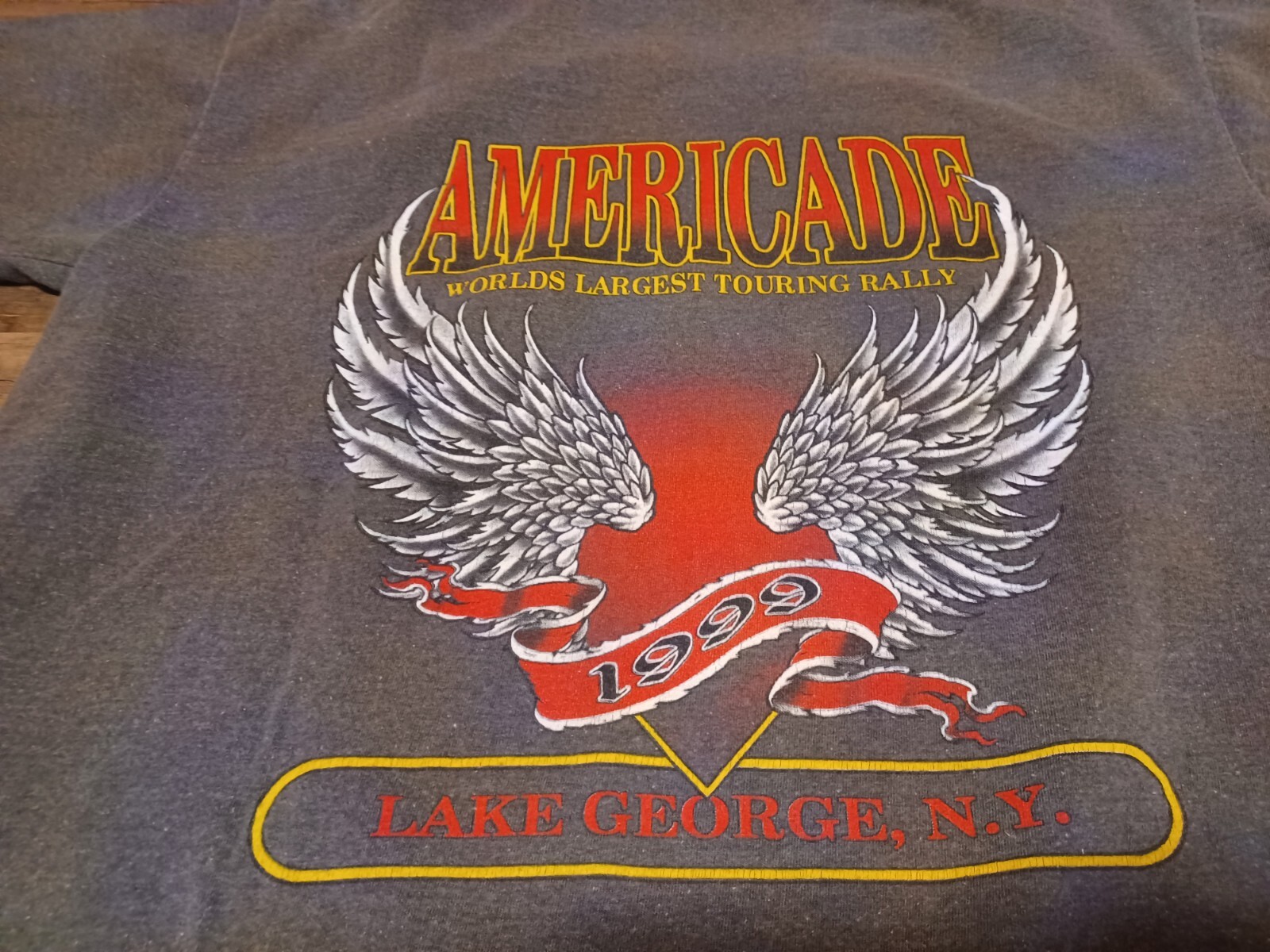 Vintage 90’s 1999 World’s Largest Touring Rally Biker Flames Eagle T-Shirt Large