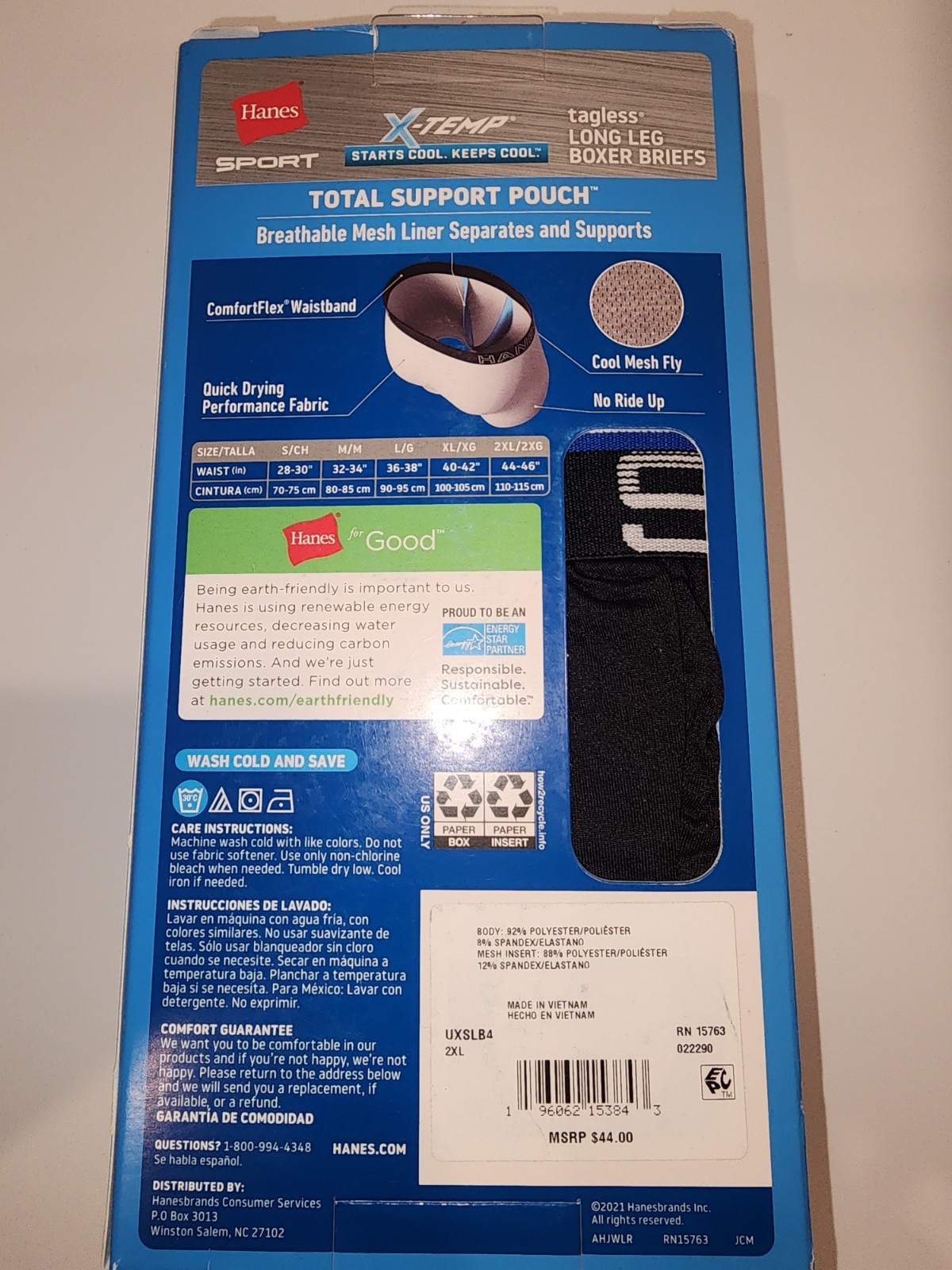 Hanes® X-Temp® Men’s 4-Pack Boxer Briefs “Total Support Pouch & SPORT & COOL”