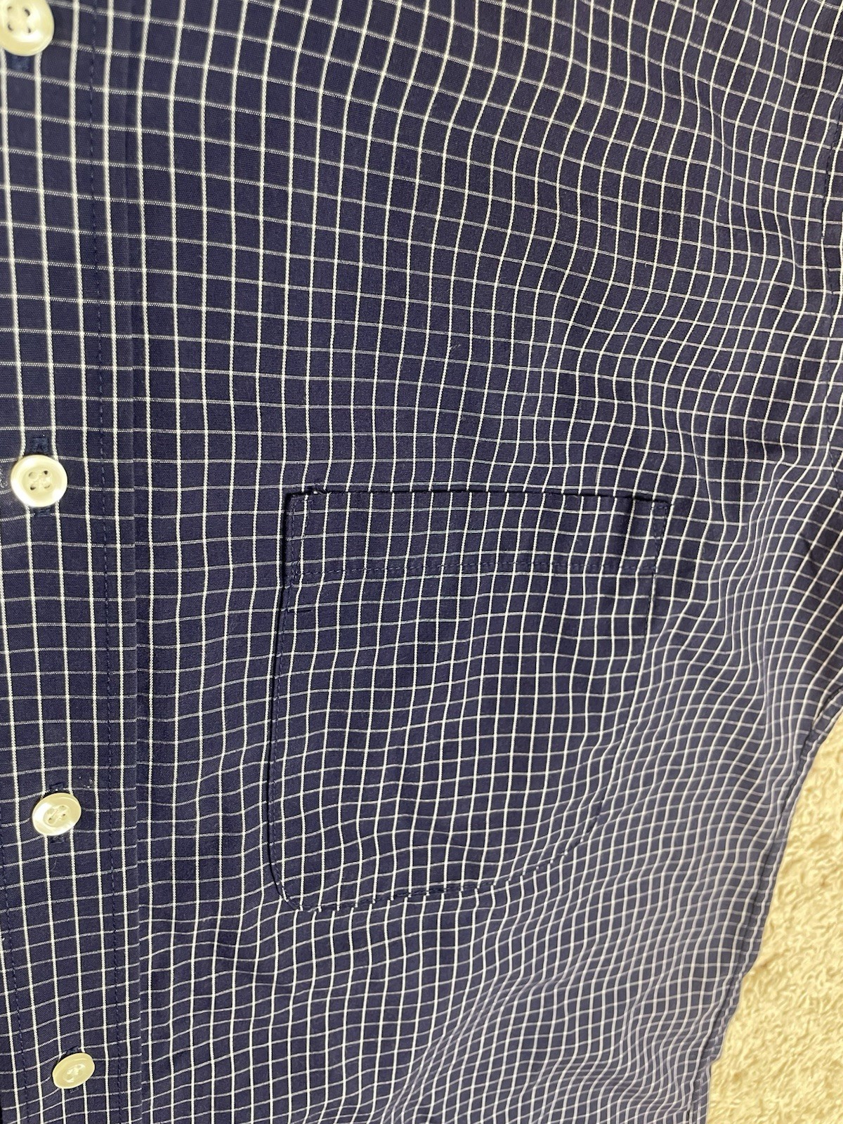 Chaps Shirt Men’s Medium Long Sleeve Button Down Blue Plaid Wrinkle Free