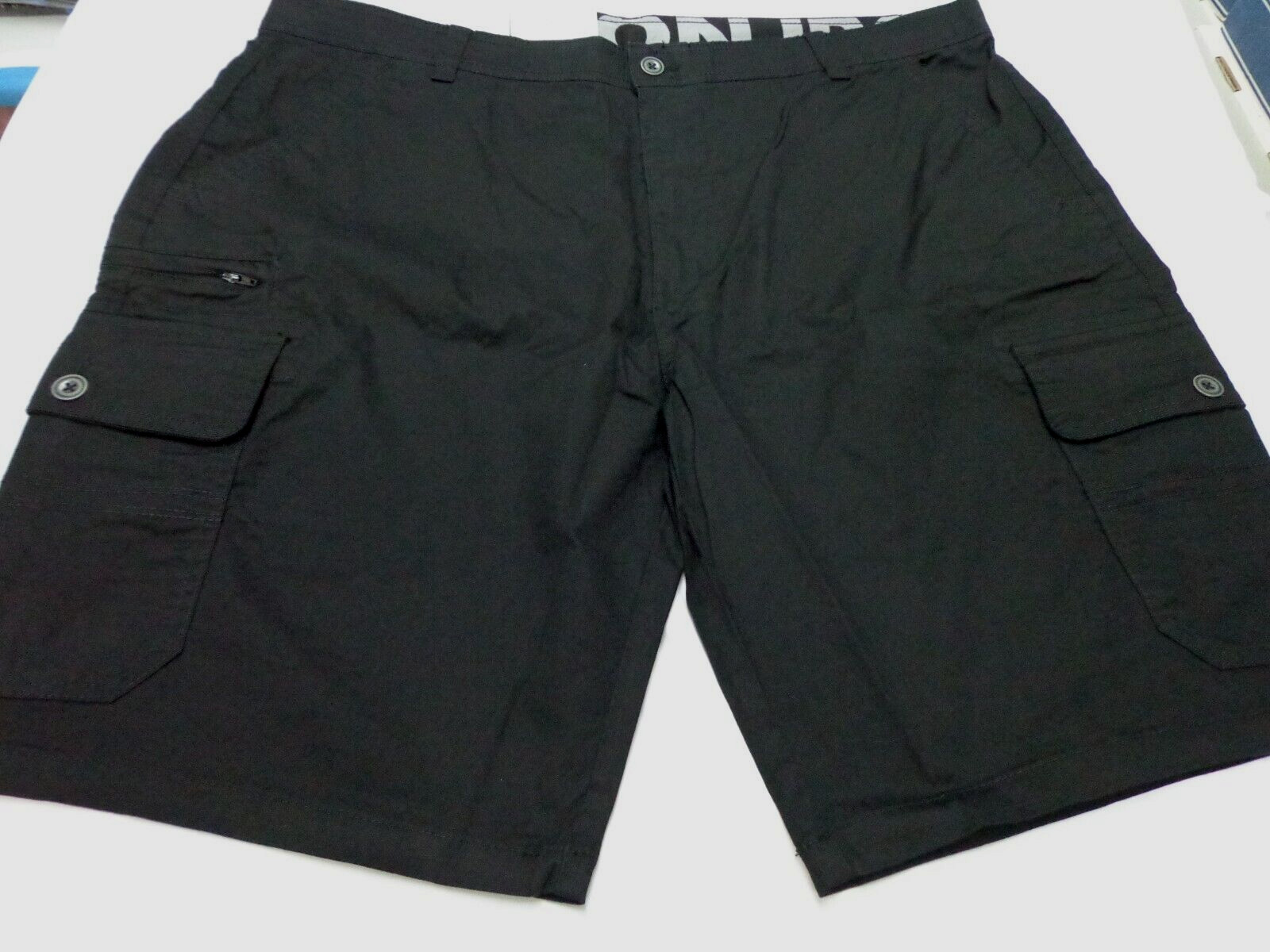 Iron Co Stretch Cargo Shorts Regular Fit Cotton Blend Black Soot Size 42