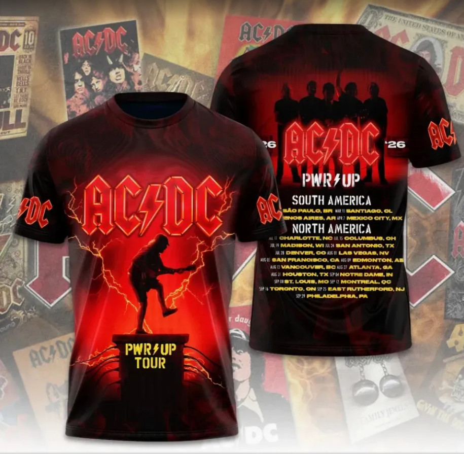 AC DC Pwr Up 2026 Tour 3D All Over Print Shirt