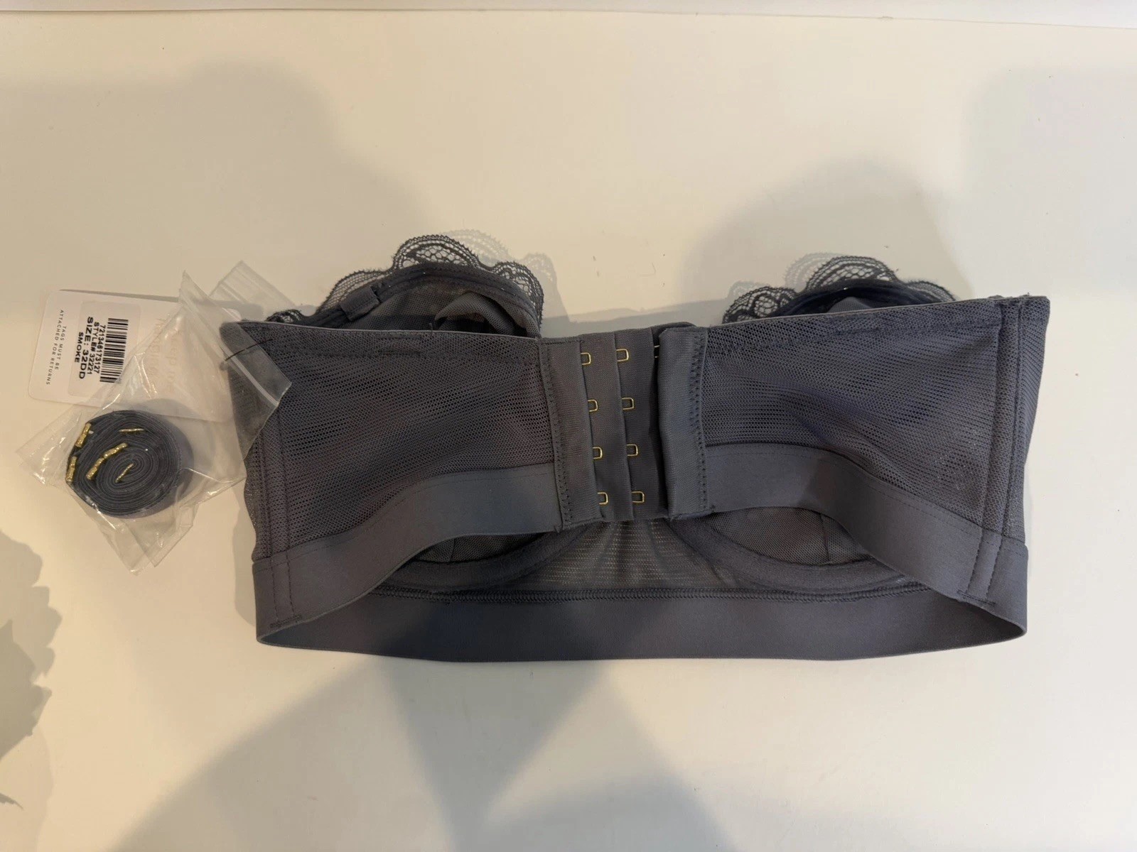 NWT- Lively The Lace Strapless Bra Size 32DD Color Gray/Smoke Style 32221