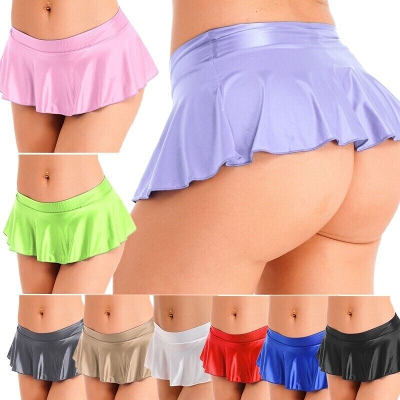 US Womens Miniskirt Mini Nightwear Bottoms Underwear Low Rise Lingerie A-line