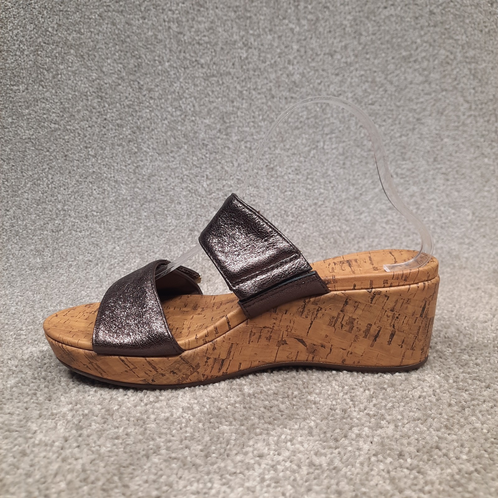 Vionic Pepper Sandals Women Size 9 Wide Brown Wedge Metallic Platform Comfort