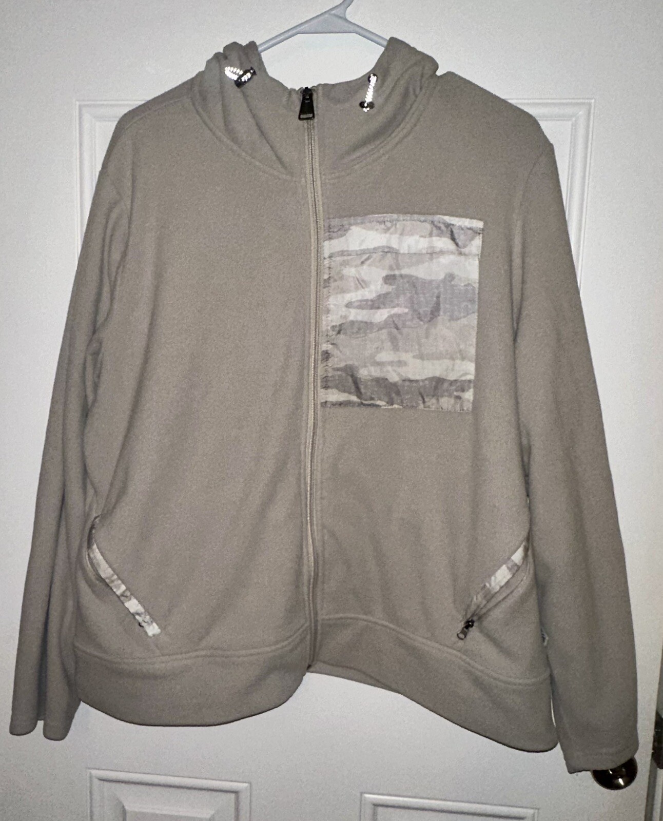 Free Country Beige Full Zip Fleece Jacket w/ Pockets And Hood – XL