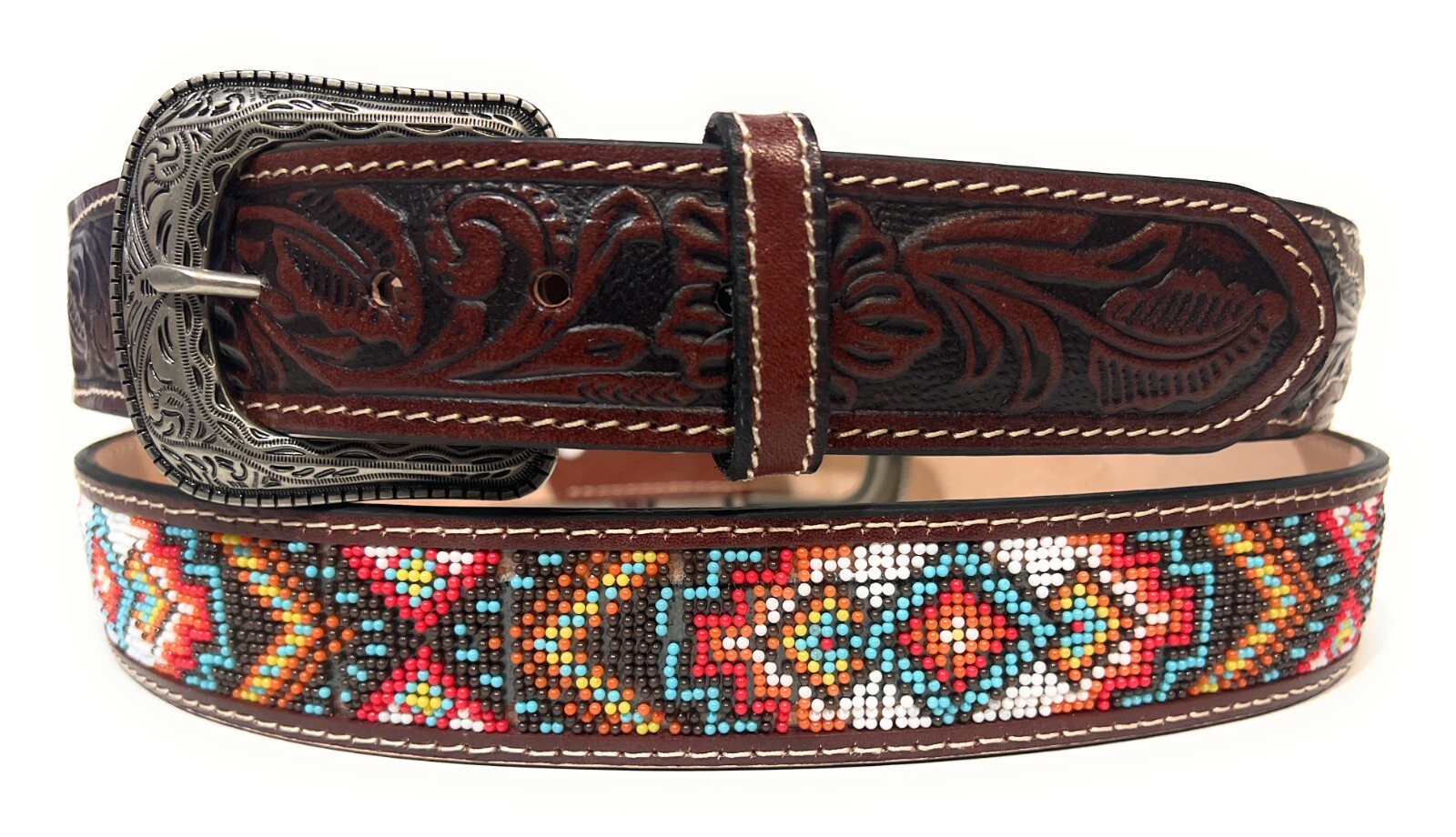 1 3/4″ WIDE COWBOY COWGIRL WESTERN BELT, HAND TOOLED BEADED WESTERN BELT, CINTO