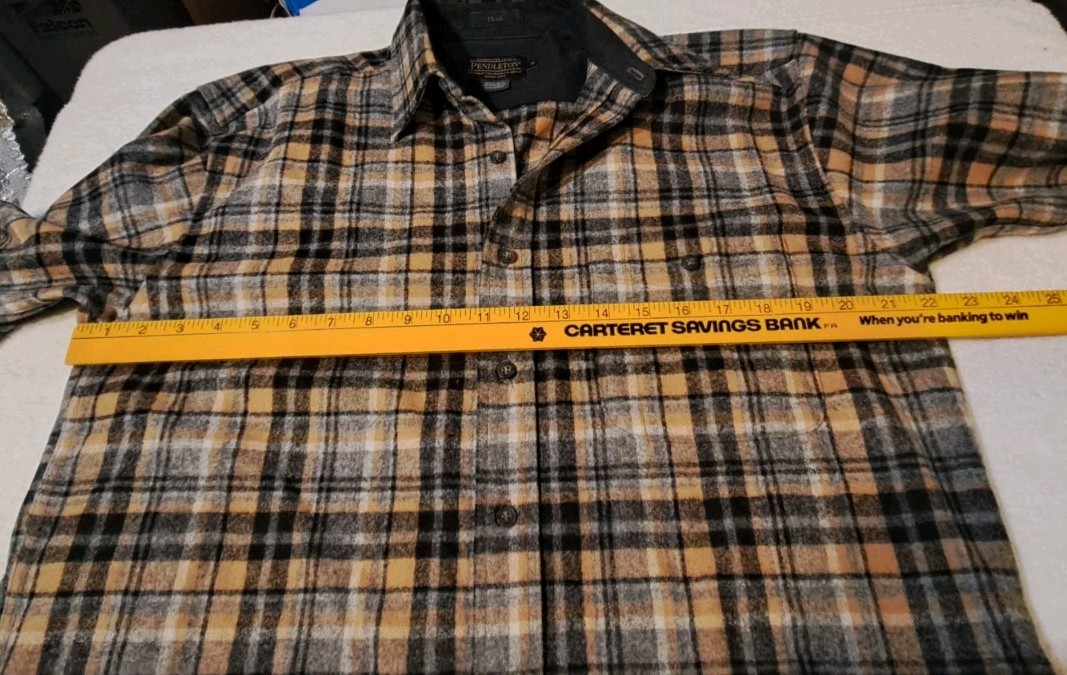 Pendleton Plaid Wool Shirt TRAIL Elbow Patches Medium