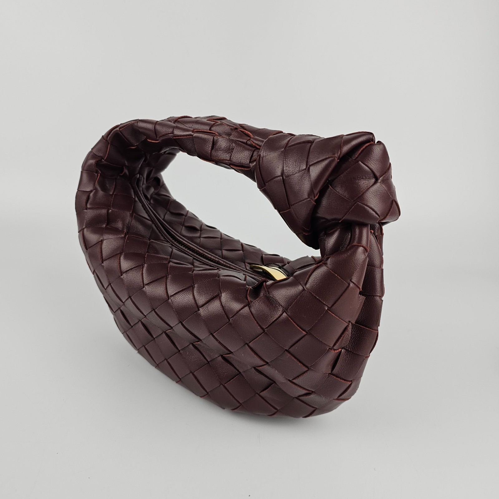 BOTTEGA VENETA Mini Jodie $2800 Madder Brown Leather Top Handle Bag New