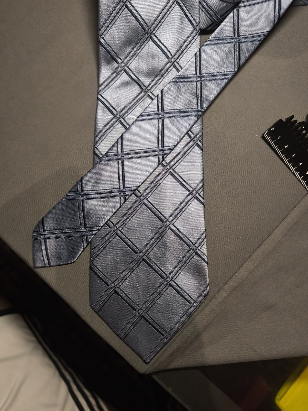 Tino Cosma – Solid Color Grey Scottish Tartan Silk Tie Made in Italy