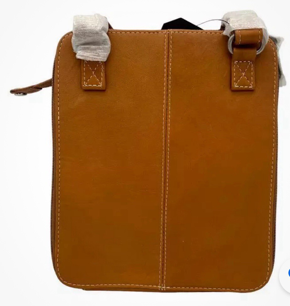 NWT Le Donne Leather Structured Organizer Shoulder Bag LD-4056-TAN