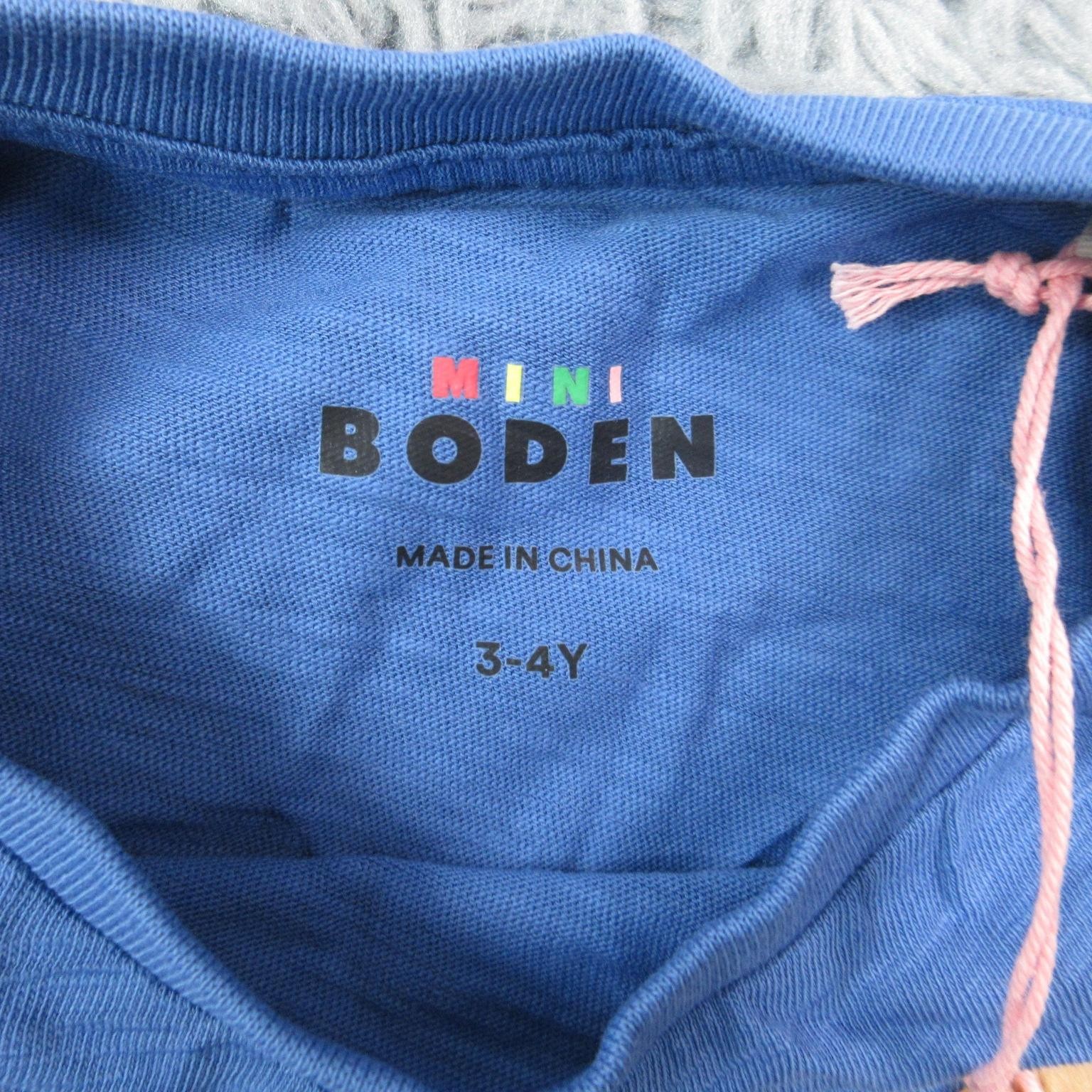 Mini Boden Shirt Kids 4 3-4 Years Blue Pocket Short Sleeve Cotton Tee NWT