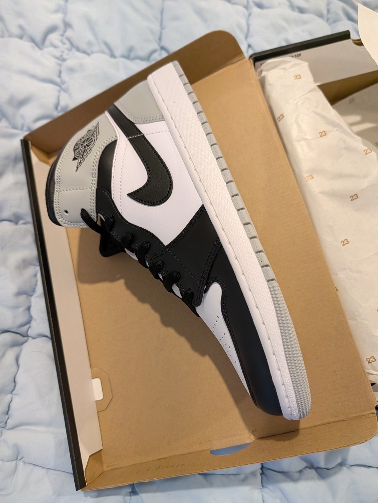 Air Jordan 1 Mid ‘Barons’ Smoke Gray Black Sneakers, Size 12 BNIB DQ8426-101