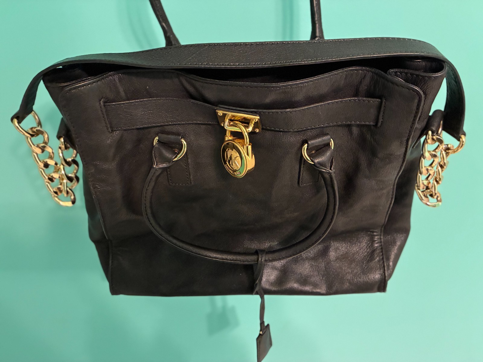 Michael Kors Dark Brown Safiano Leather Hamilton Large Tote Shoulder Bag AP-1306