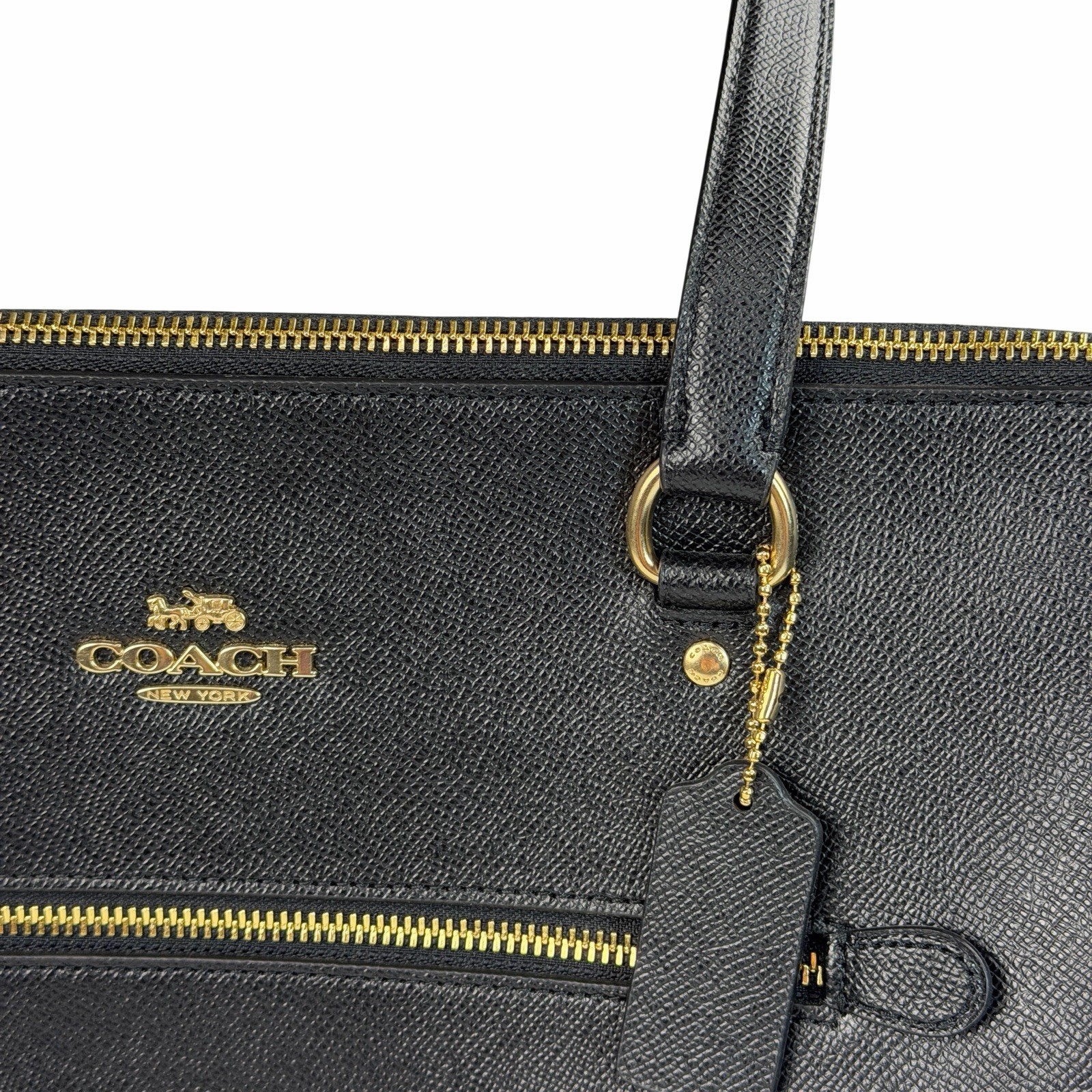 COACH GALLERY TOTE Black Crossgrain Leather Gold Hardware F79608 NWT $350