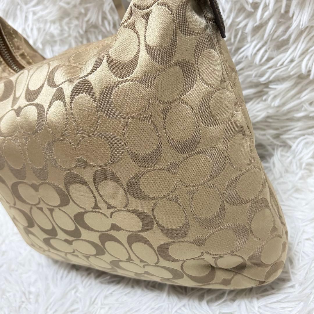 Authentic Coach Signature Hobo Shoulder Bag, Leather, 12.6in, Slightly Dirty