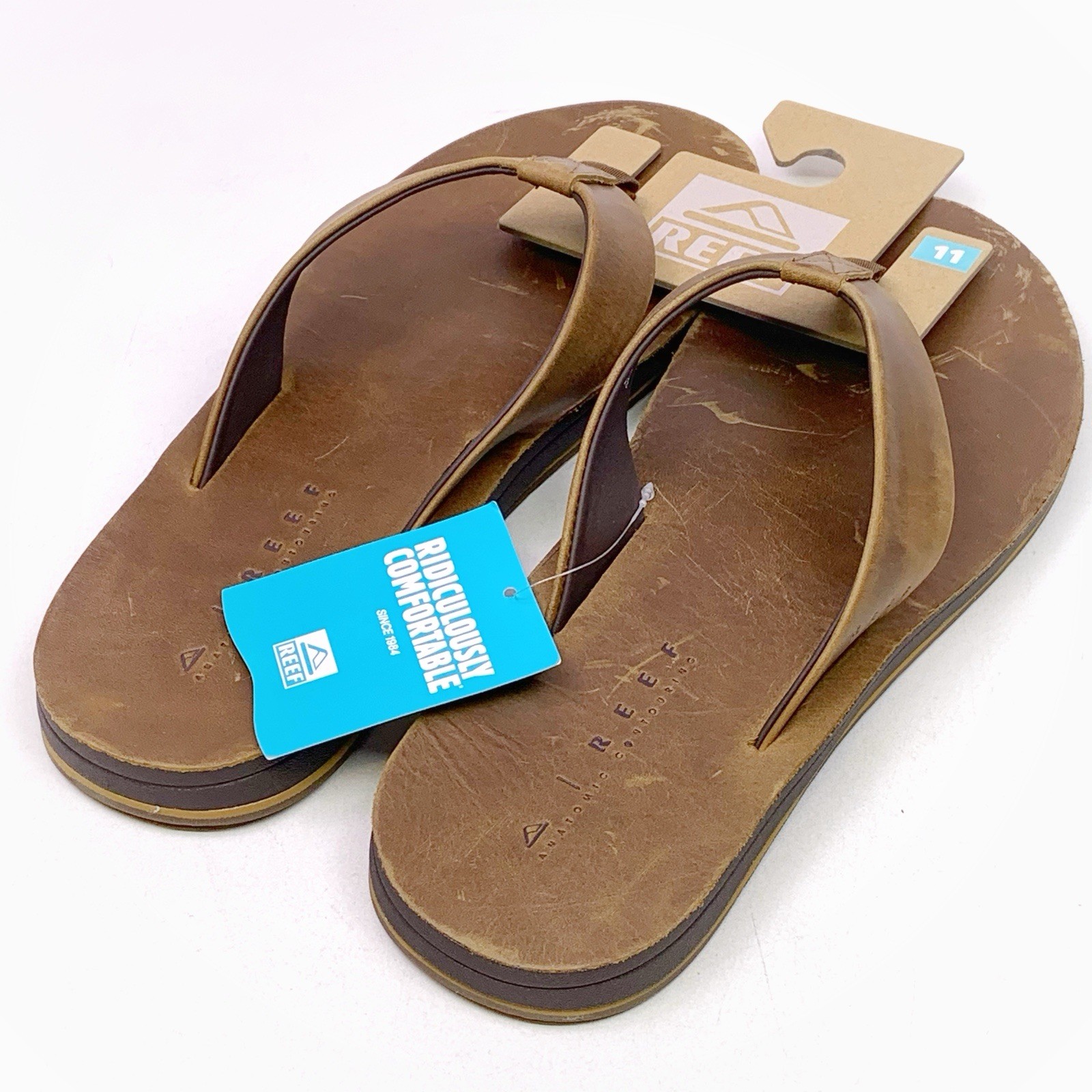 Reef Mens Ojai Classic Dark Brown Flip Flop Cushion Sandals Men’s Sizes **READ**