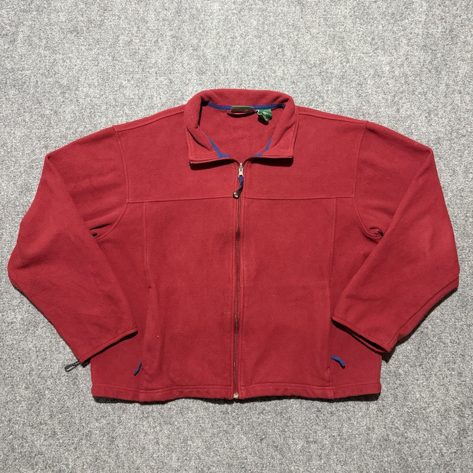 LL Bean Fleece Full Zip Jacket Mens L Regular Red Outdoor Casual Winter Sweater
