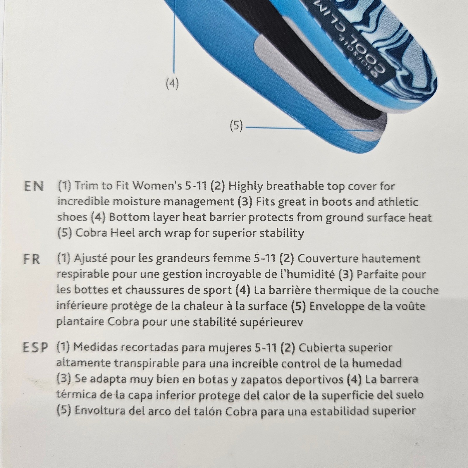 Sof Sole Cool Climate Men’s Insoles Trim to Fit Size 7-13 Blue White Marble NEW