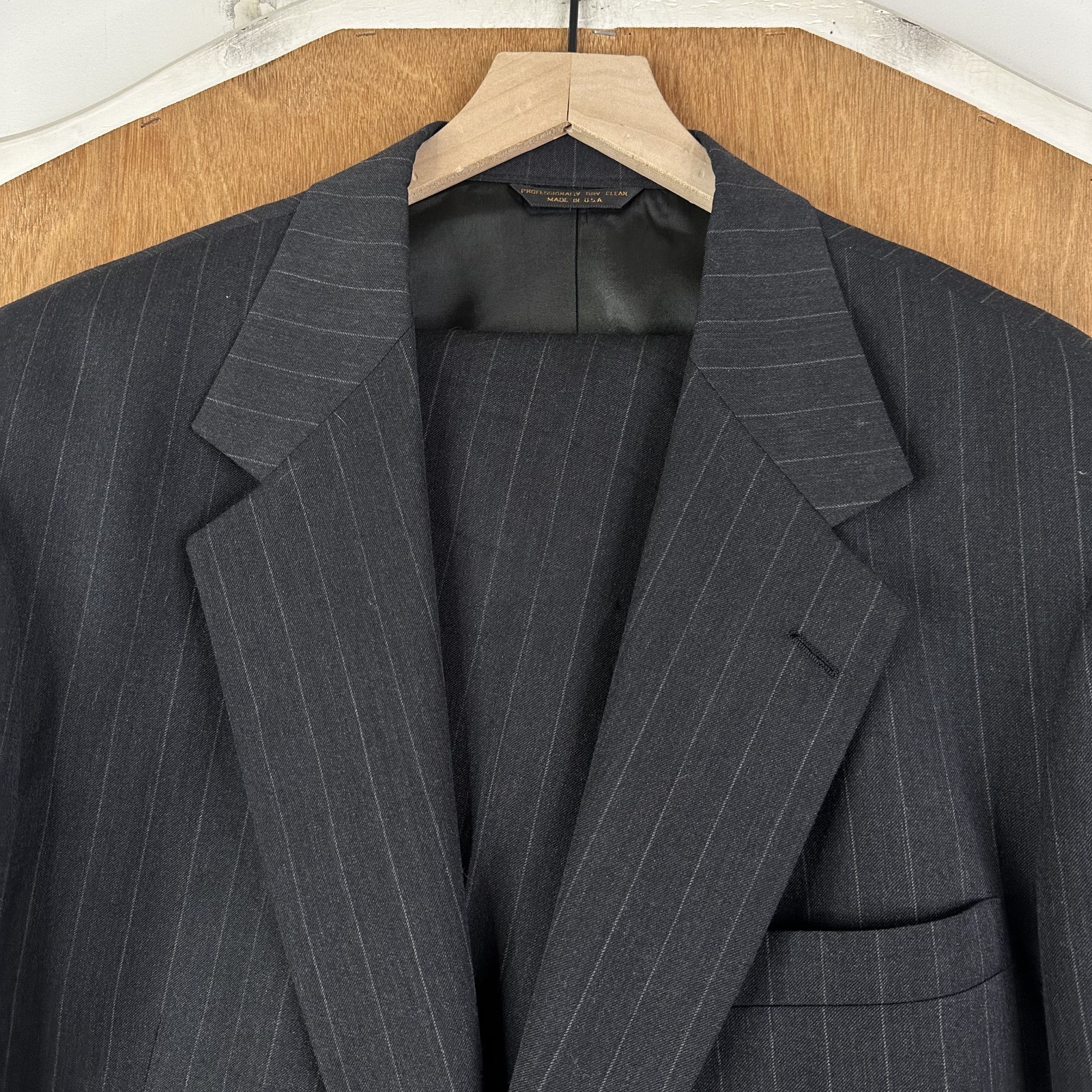 Botany 500 Suit Mens 46R Gray Pinstripe 2 Button Wool Pants 36×28 Canvased