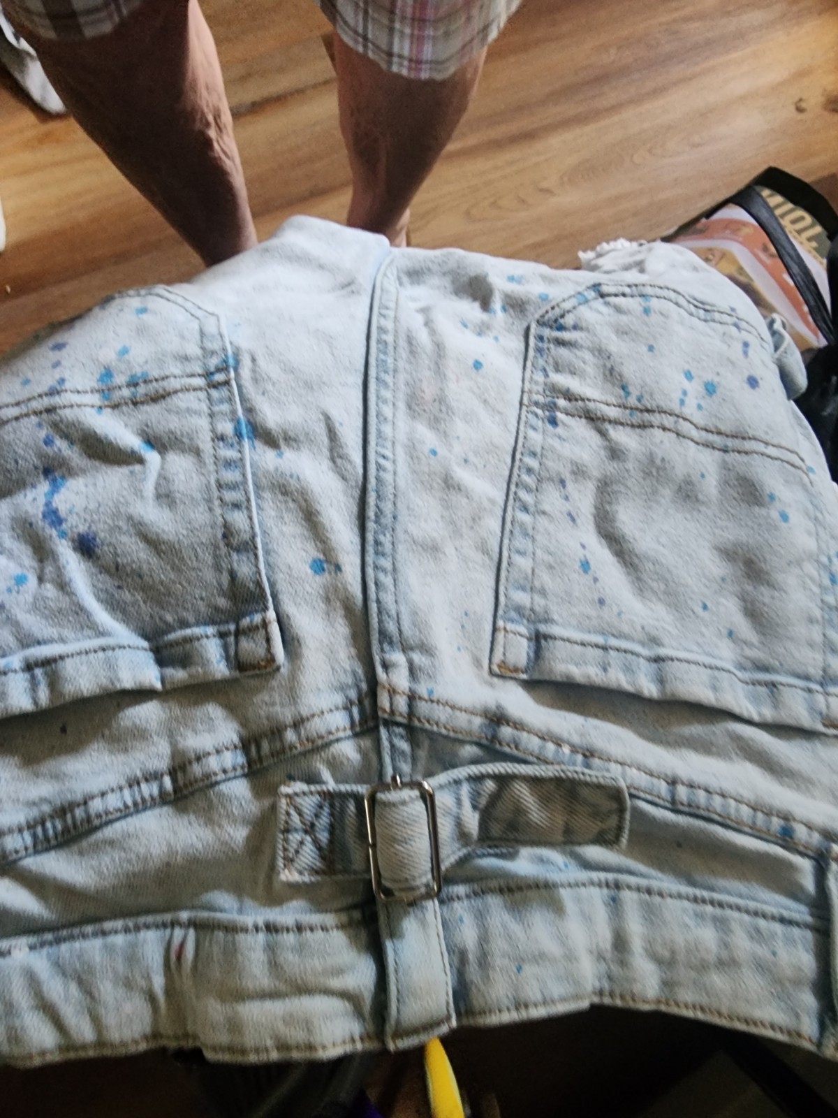 Wild Fable Retro denim paint splatter carpenter shorts size 2/26 waist NWT