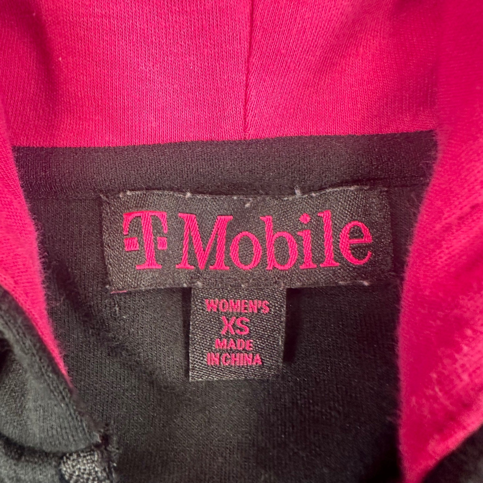 T-Mobile Jacket Womens XS Full Zip Hoodie Black Magenta White Logo Sweat