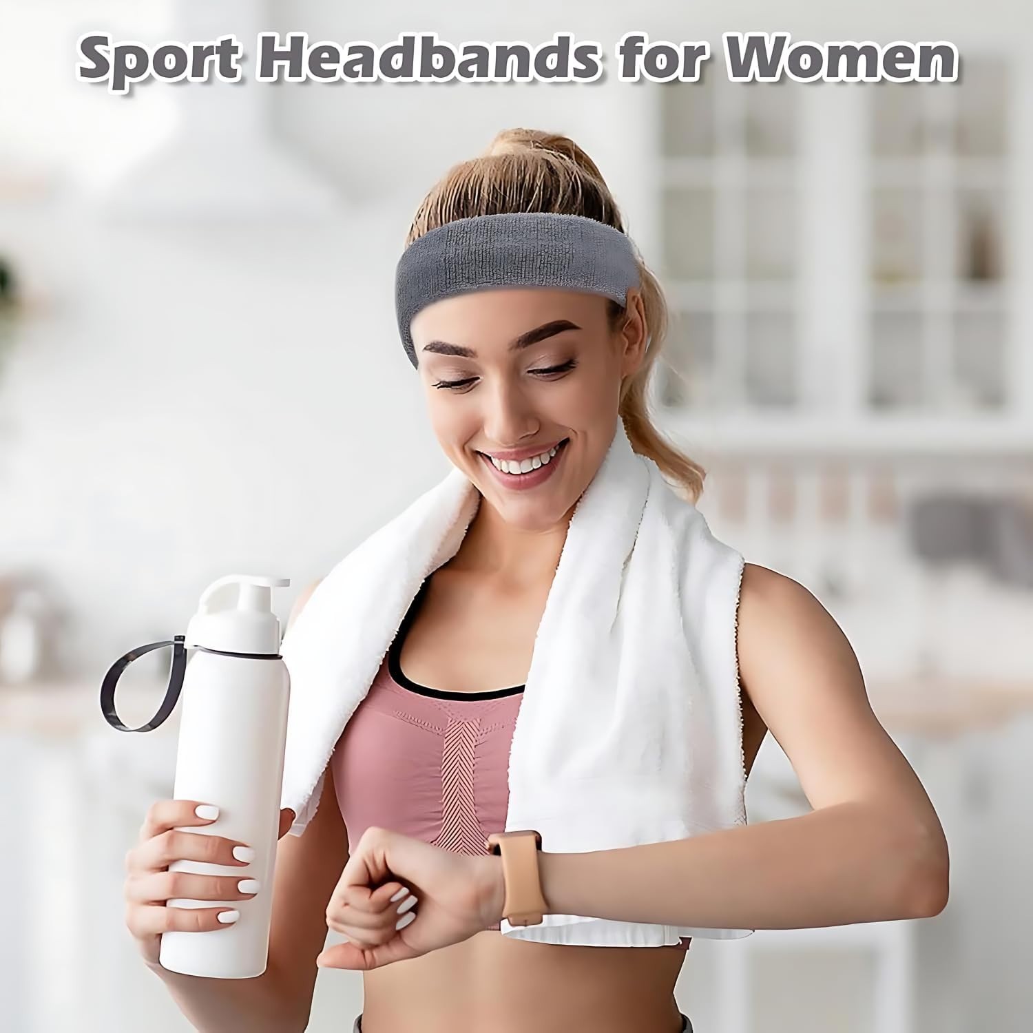 3 Pack Men & Women Sweatband Headband Terry Cloth Moisture Wicking for Sports