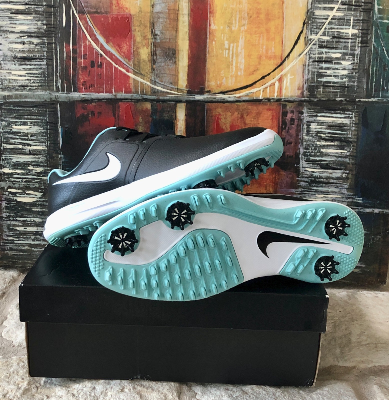 New Nike Air Zoom Victory Golf Shoes Black Ice Blue Teal AQ1524-008 Mens Size 10