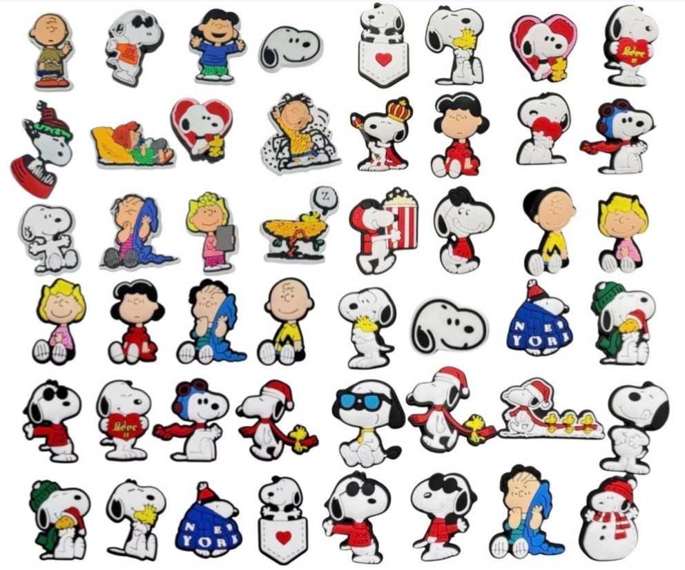 12pc SNOOPY & PEANUTS GANG Croc Shoe Charms Charlie Brown Valentines, Christmas