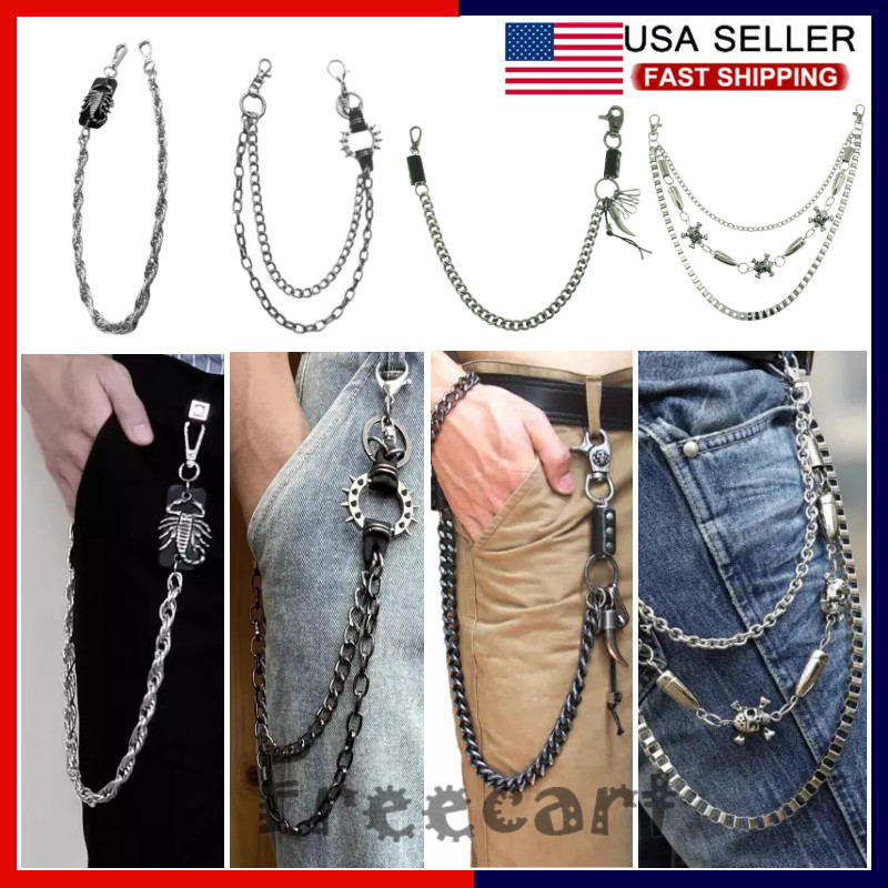 Men’s Strong Leash Heavy Horn Metal Wallet Chains Biker Trucker Jean Key Chain