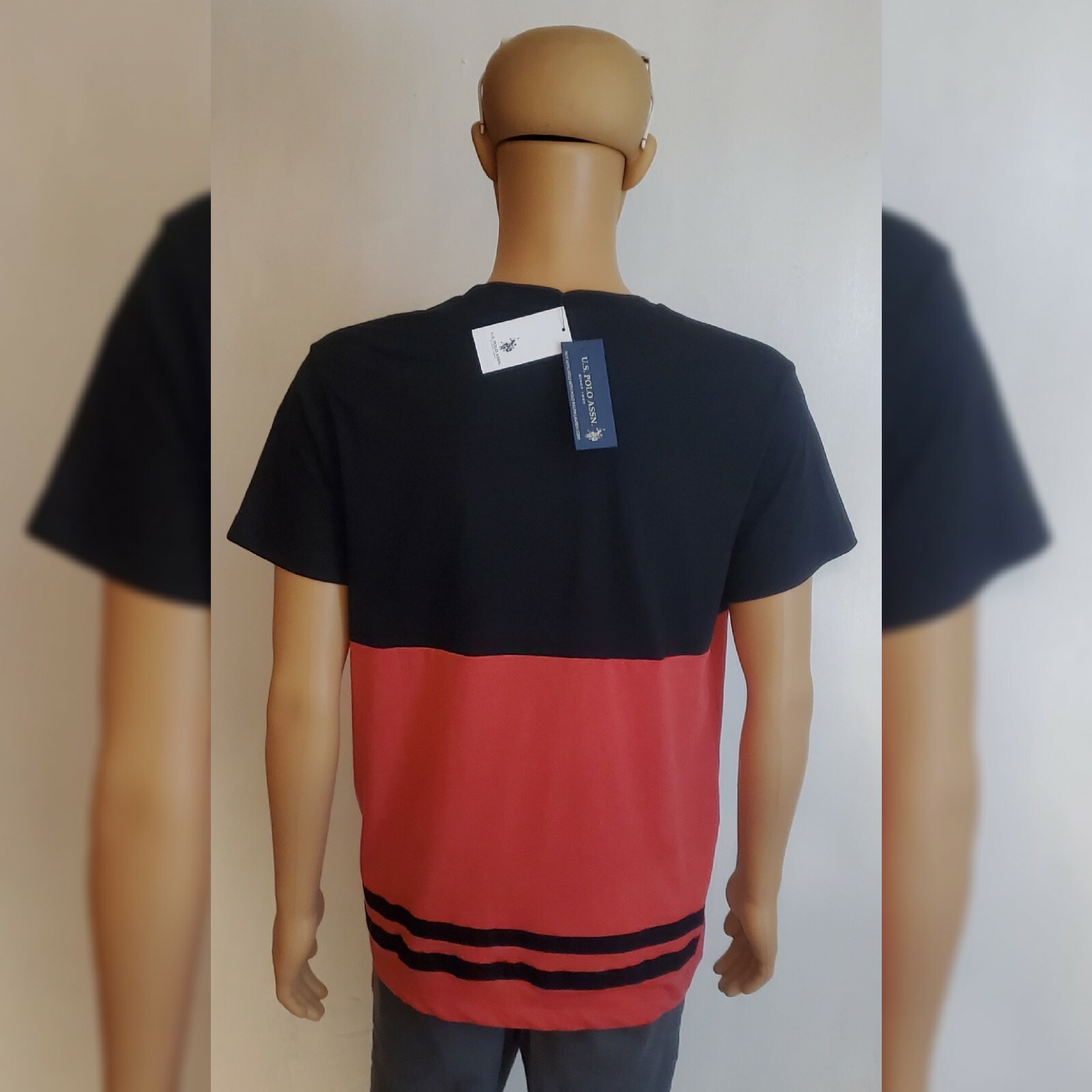 US POLO ASSN TSHIRT MEN CREW NECK SHORT SLEEVE SIZ L BLACK TWO POLO PLAYERS LOGO