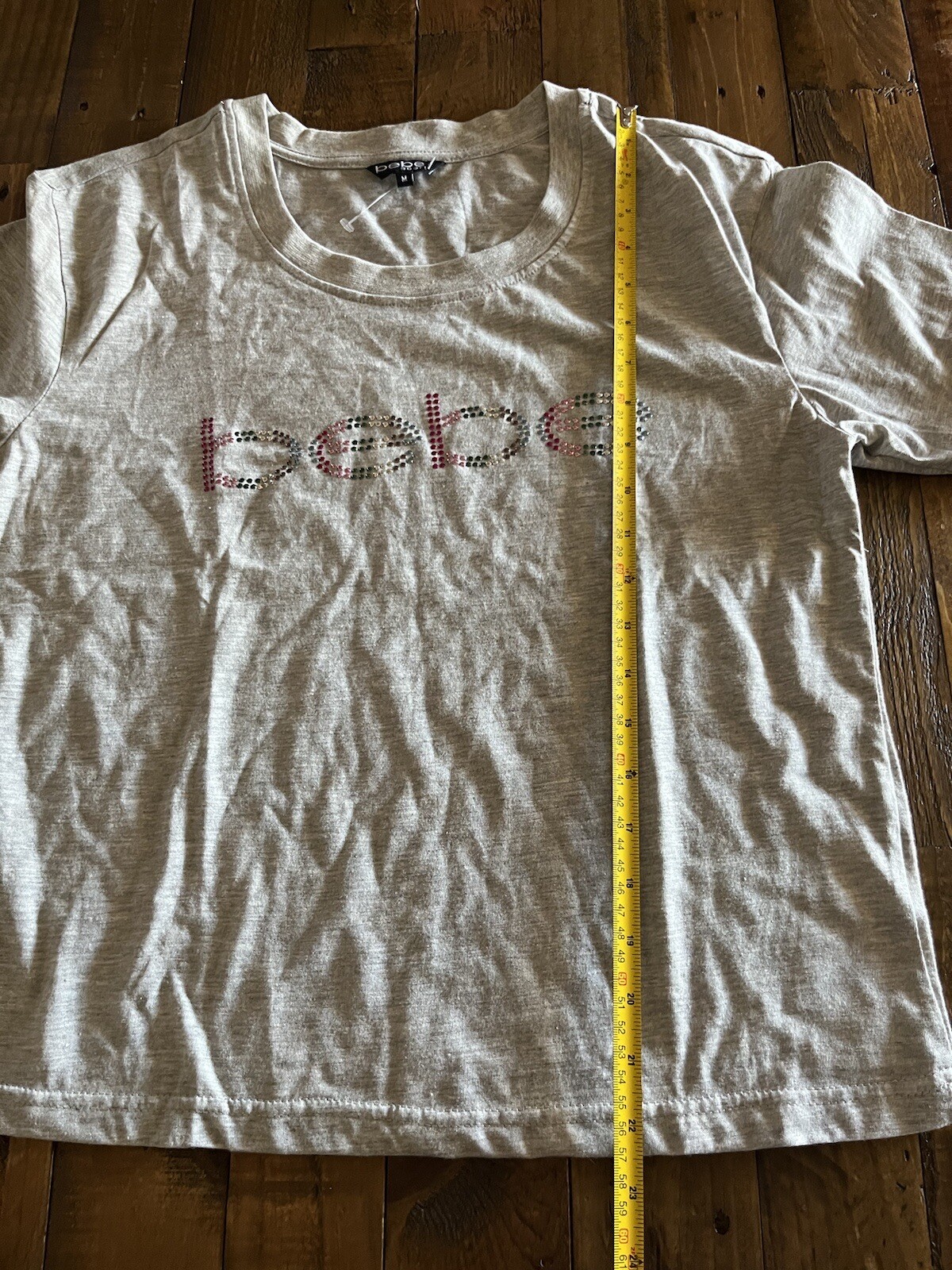 BEBE SPORT Gray Nailhead Boxy Tee NWT MSRP $39 M