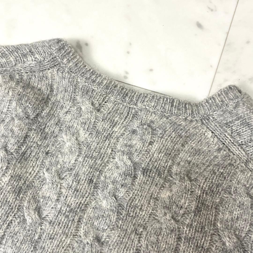 Polo Ralph Lauren CABLE KNIT WOOL CASHMERE V-NECK SWEATER Size S (P) Grey