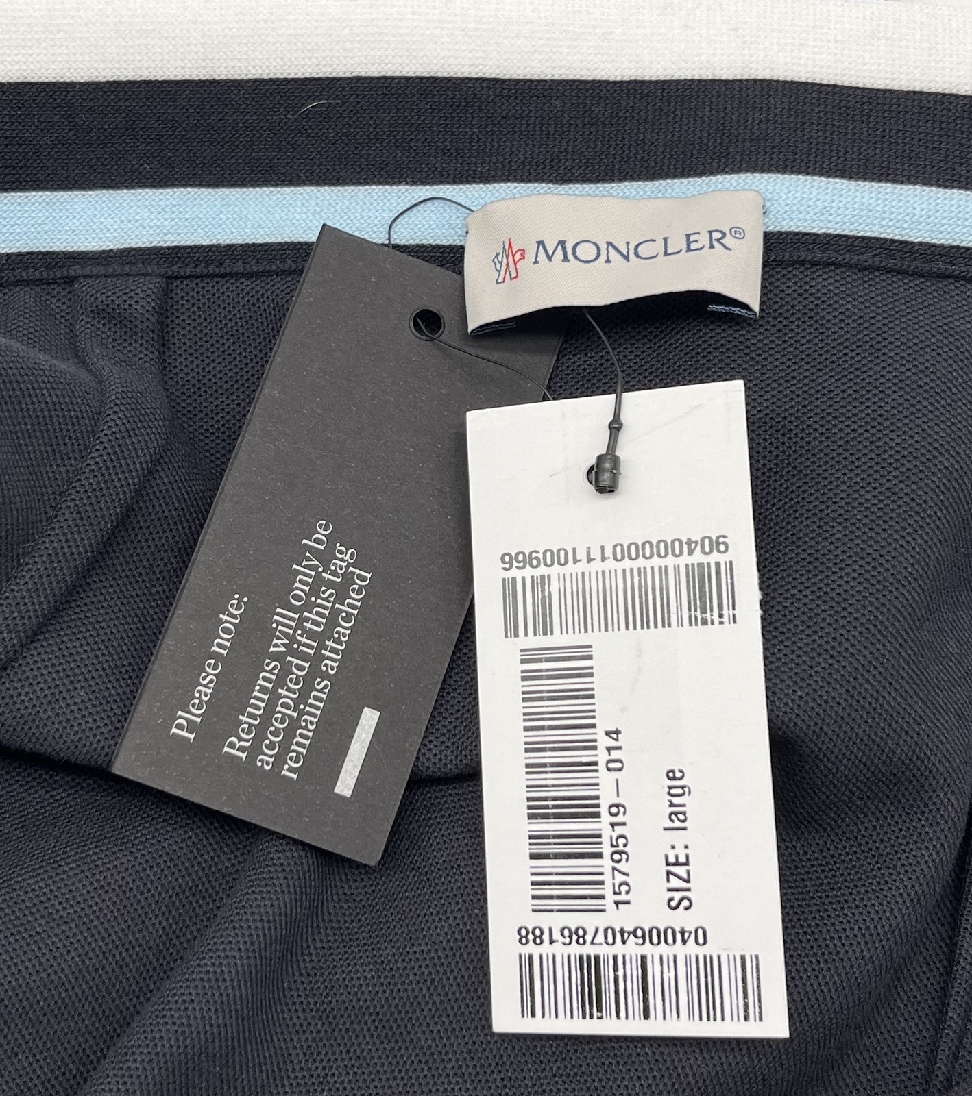 Moncler Logo Patch Faux Wrap Mini Skirt in Night Blue sz L NWT