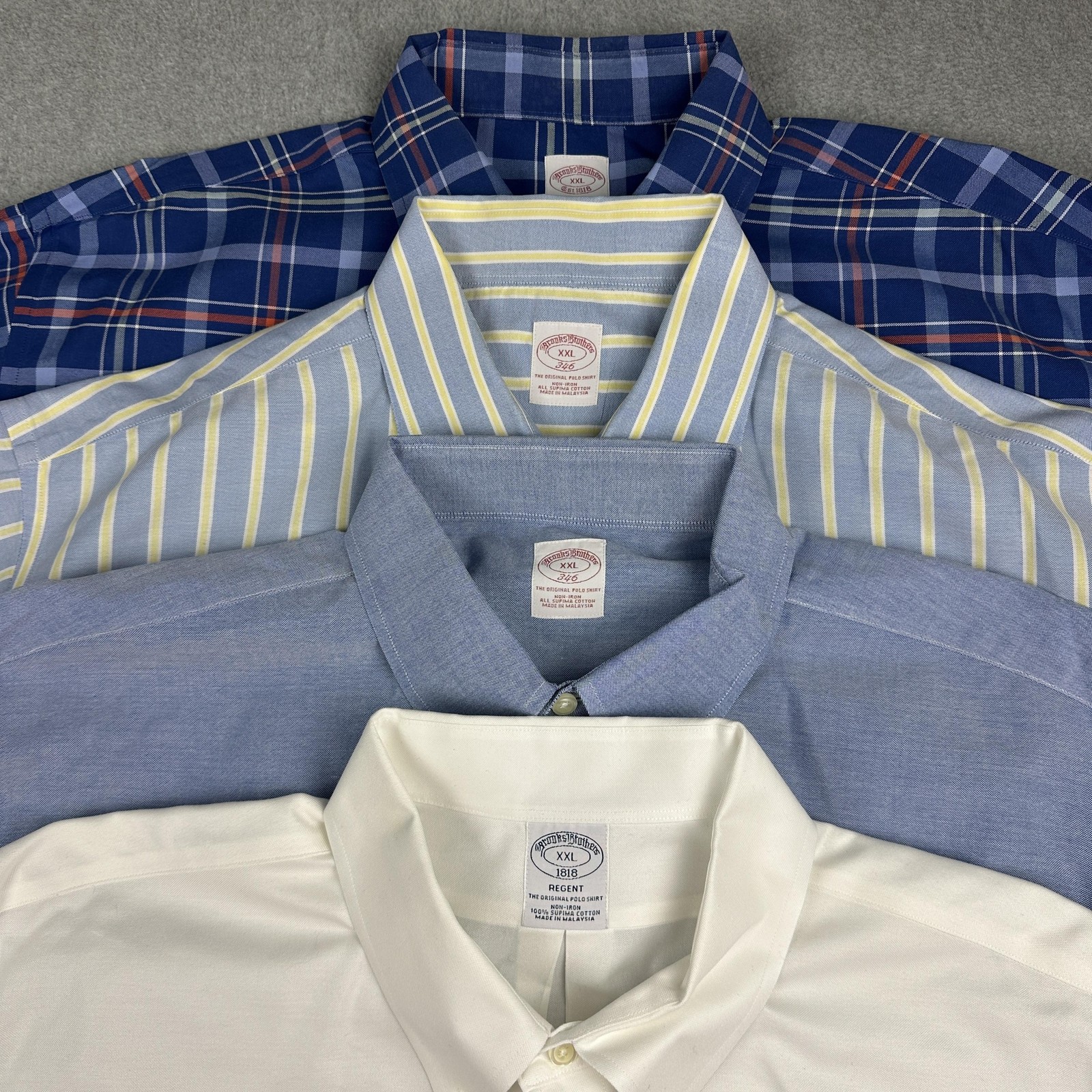 Brooks Brothers Dress Shirt Mens 2XL Lot Of 4 Non Iron Supima Cotton Button Down