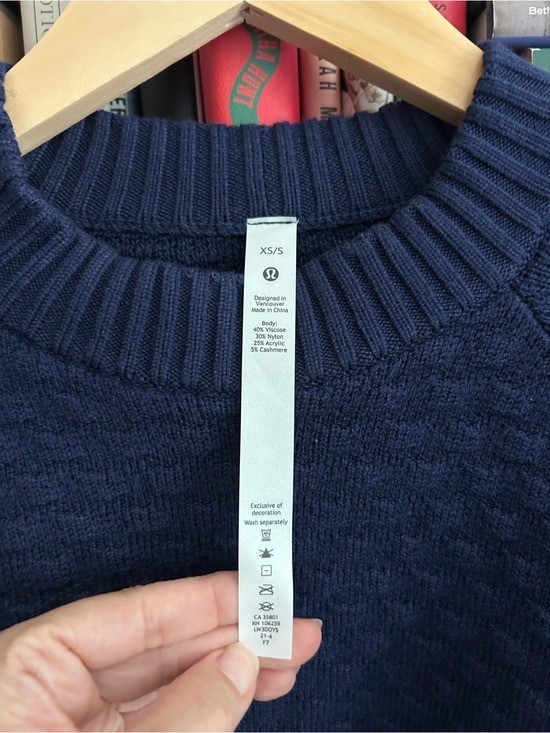 Lululemon Texture Play Crew Sweater Night Sea Blue XS/S Cashlu Knit