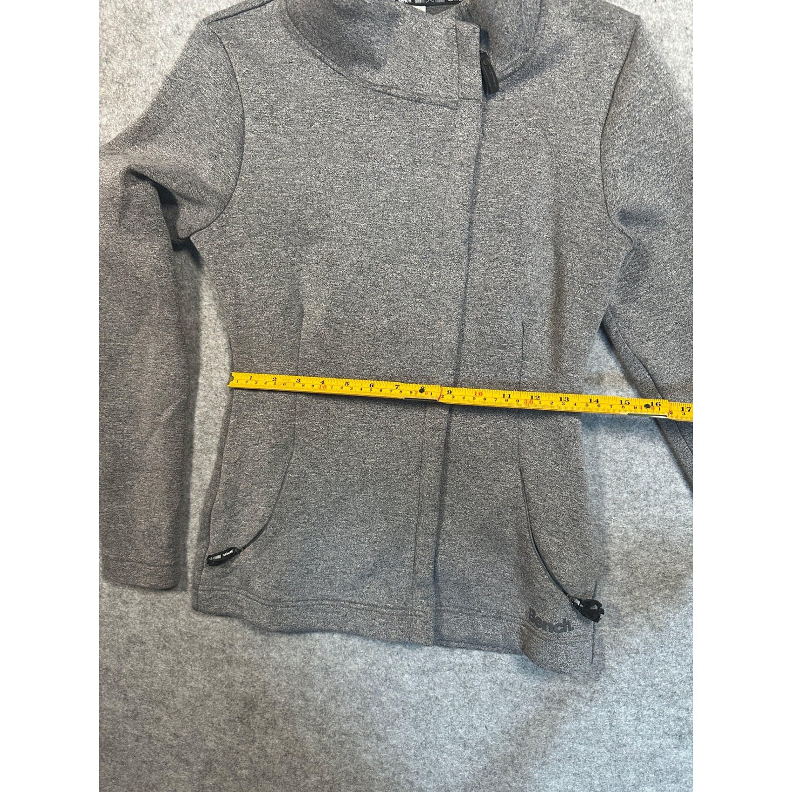 Bench Women’s Gray Asymmetrical Full Zip Fleece Jacket Mock Neck Small