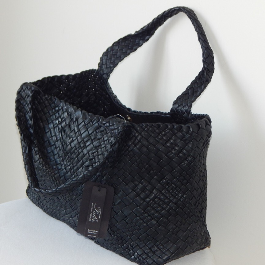 Falor Firenze Leather Hand Woven Large Tote Shoulder Bag Made in Italy NWT RARE