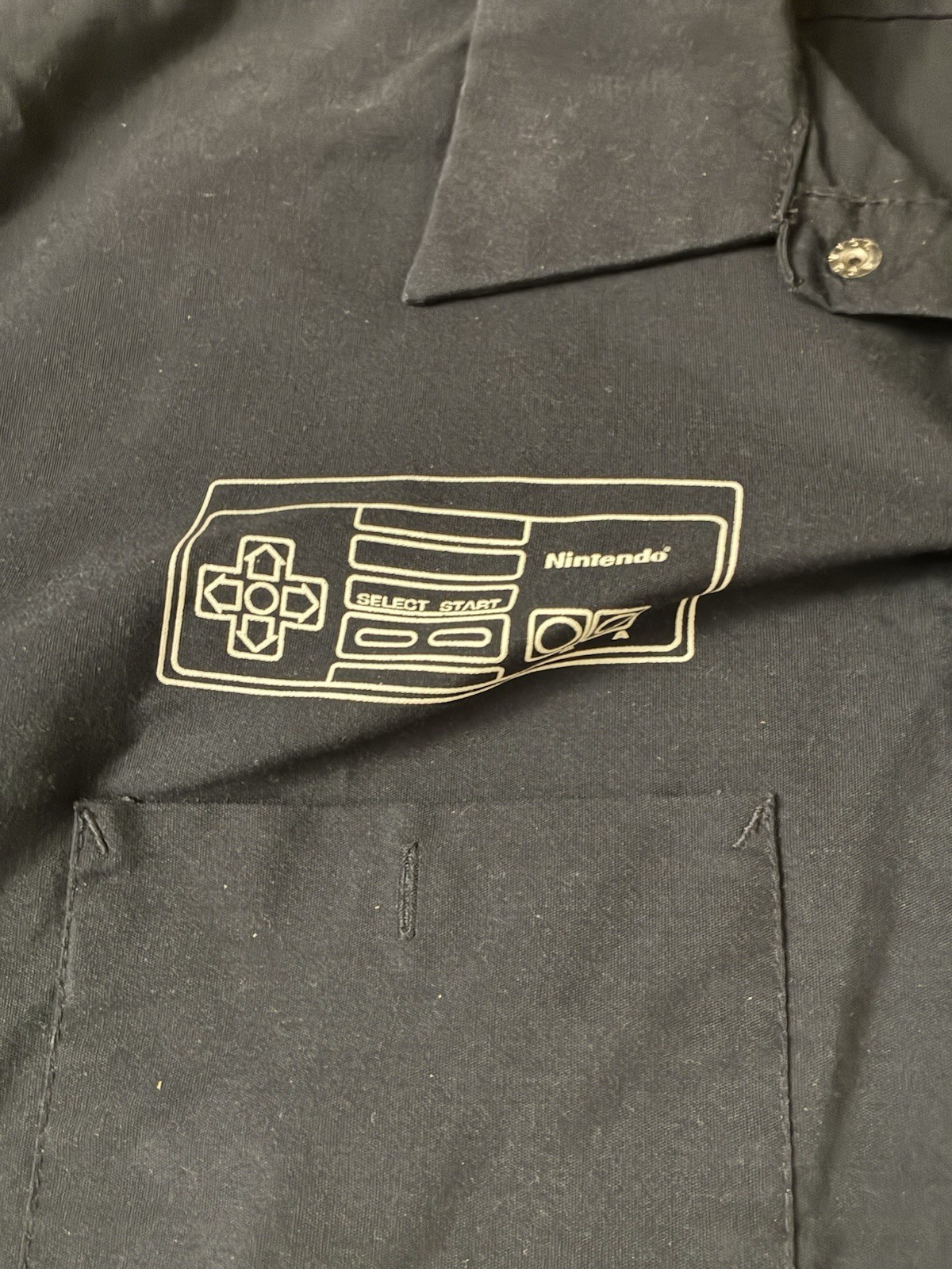 Vintage Nintendo Tech Support Work Shirt Men’s XL Navy Button-Up