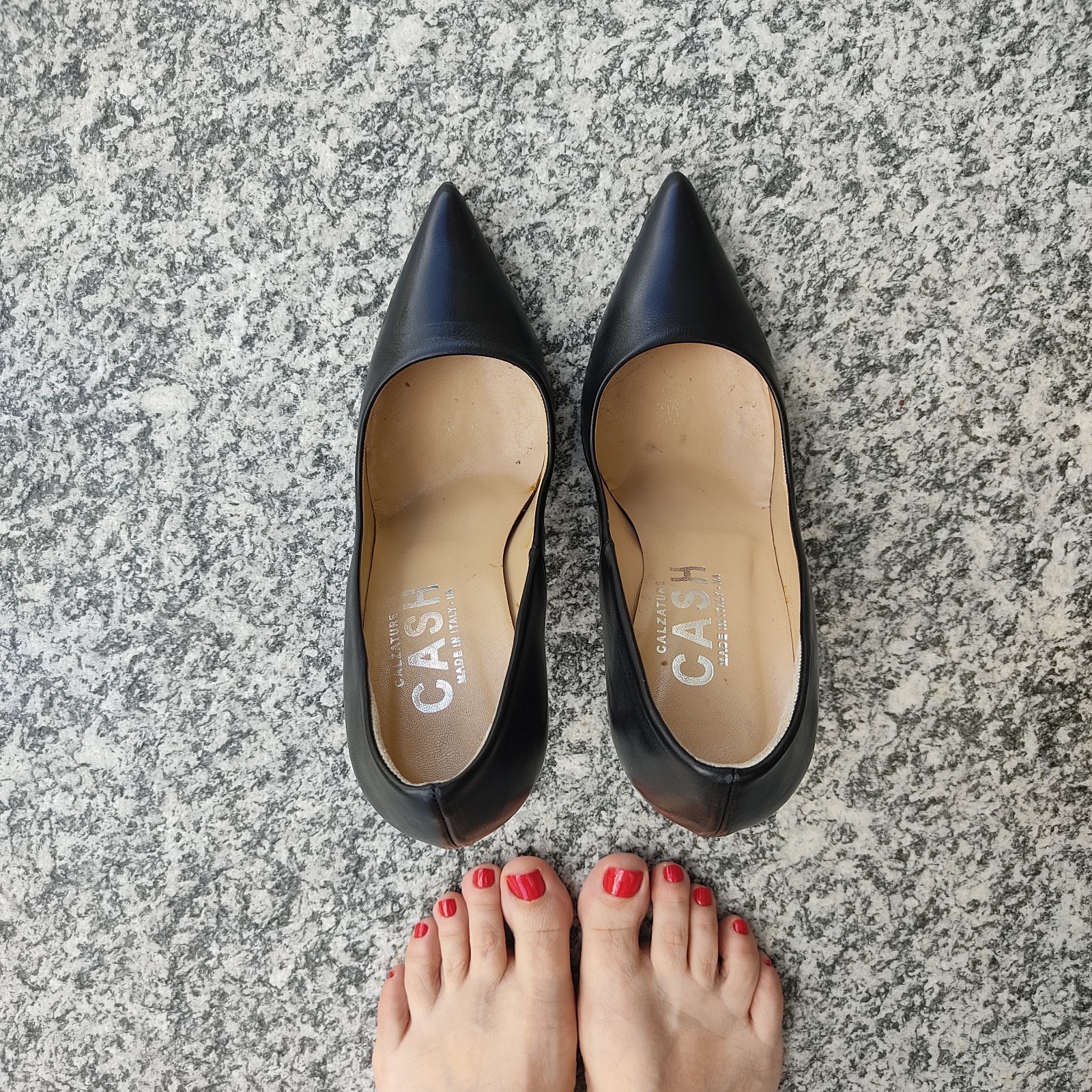 Red stiletto heel sole neckline No. 39 leather