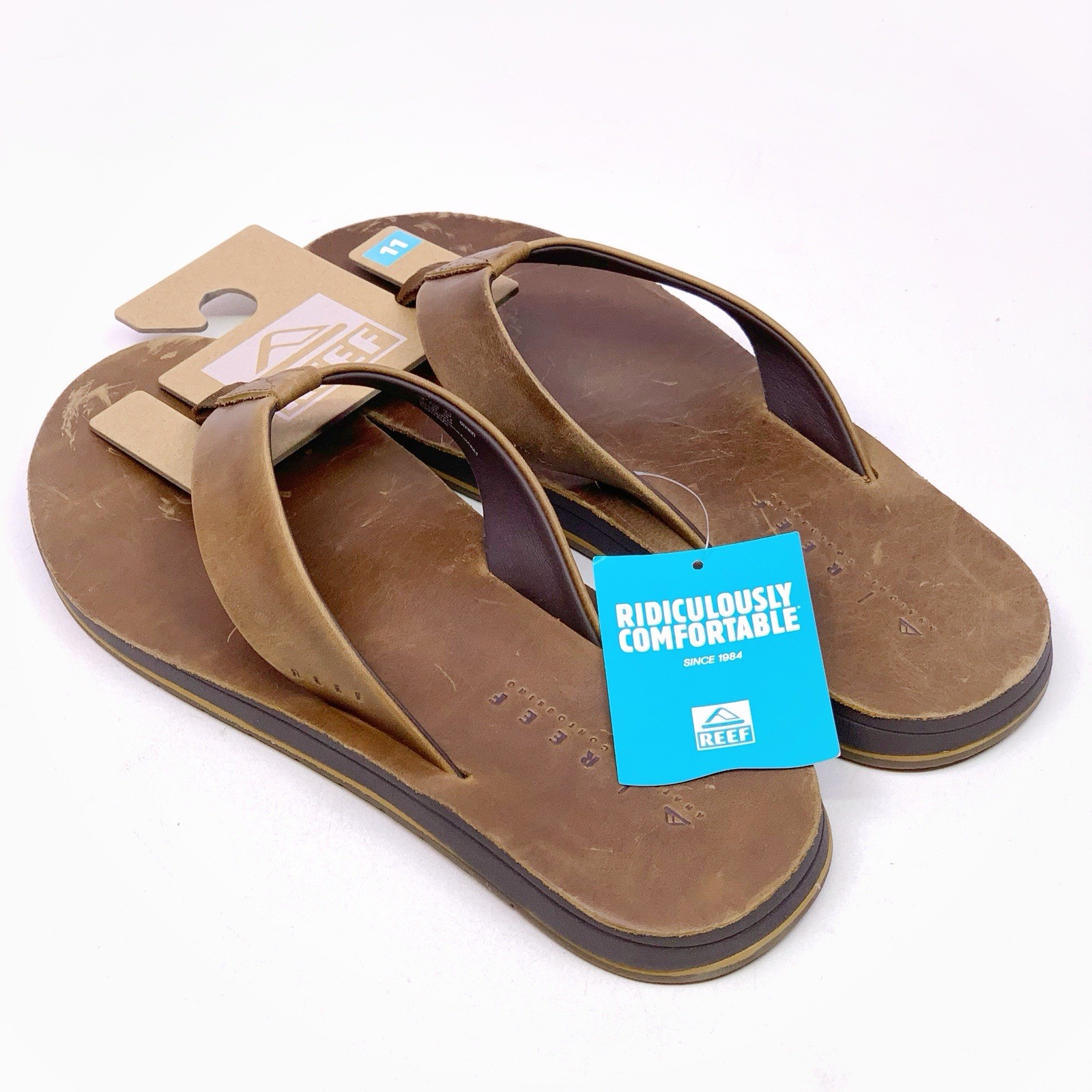Reef Mens Ojai Classic Dark Brown Flip Flop Cushion Sandals Men’s Sizes **READ**
