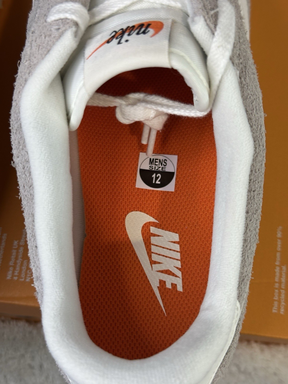 Nike Cortez Men’s Size 12 Grey Sail Suede HF3142 001 Box No Lid