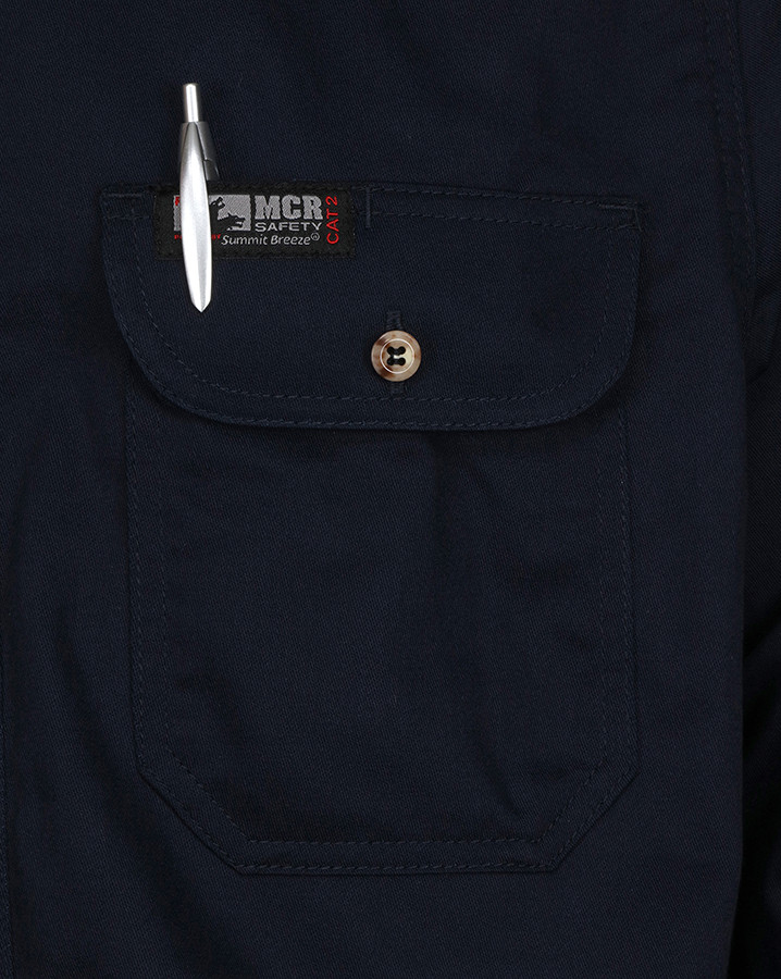 SBS3002 – MCR Safety Summit Breeze® Flame Resistant (FR) Work Shirt – Navy L