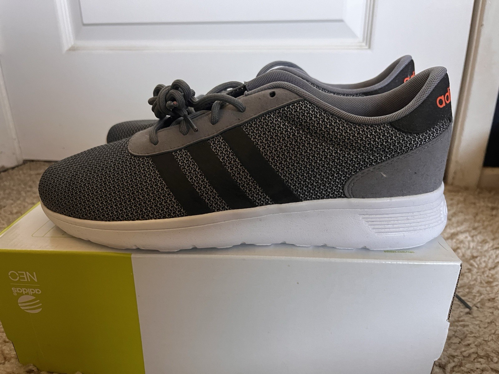 adidas Lite Racer Men’s Low Top Lace-Up Sneakers Gray/Black/White F98239