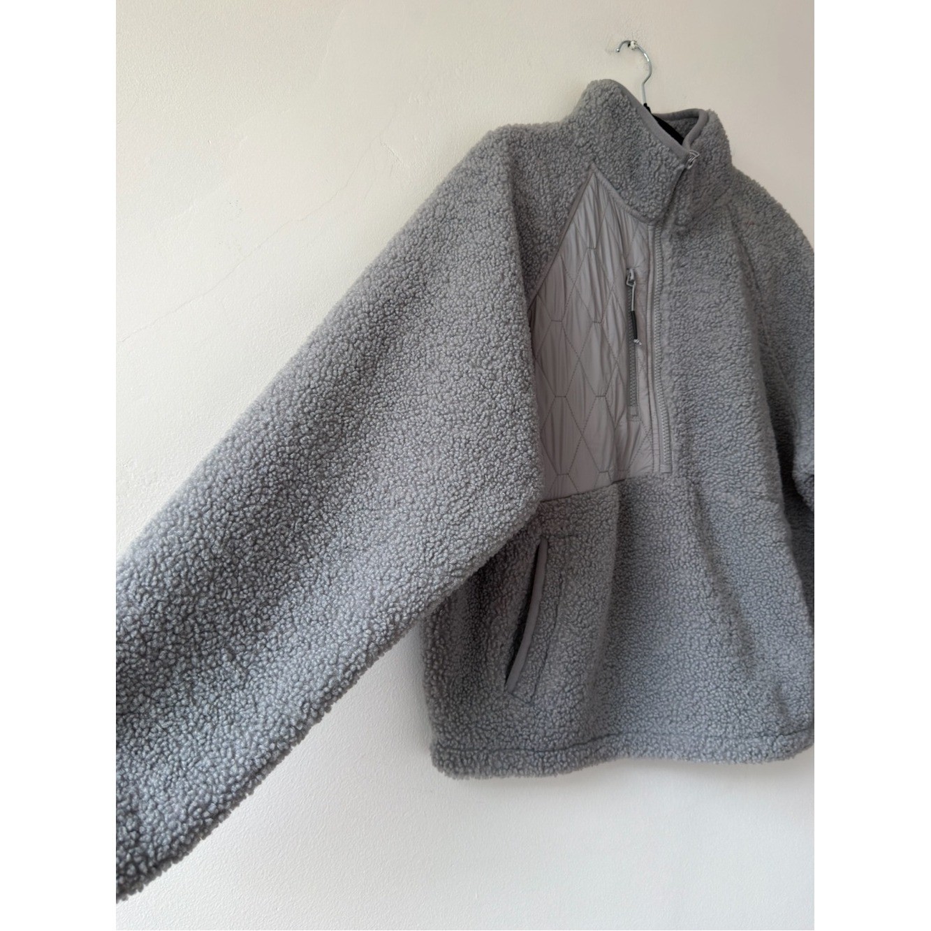 JoyLab Light Gray Sherpa Zip-Front Pullover