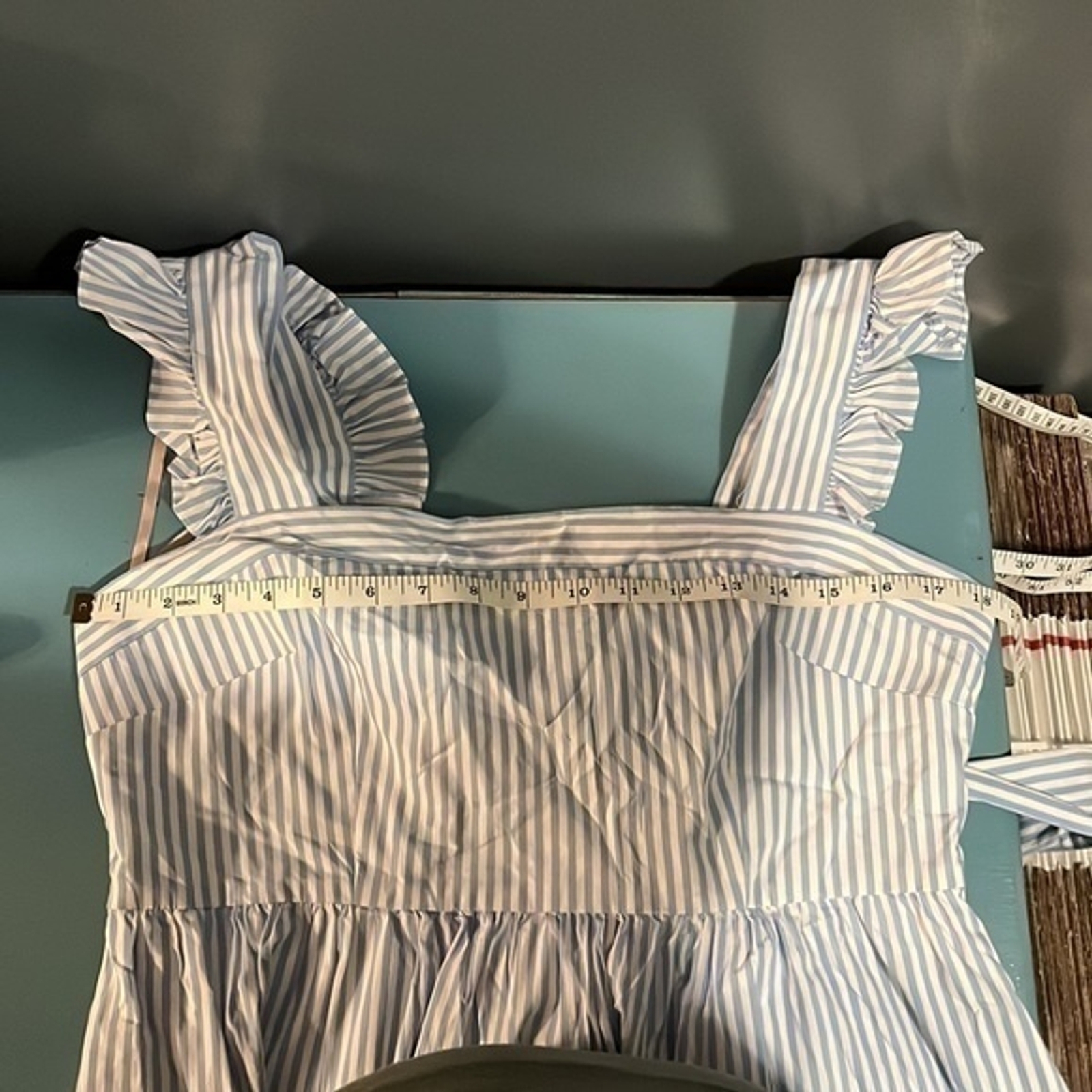 NWT Gal Meets Glam Jasmine Blue Striped Ruffle Tiered Maxi Dress